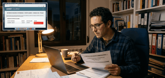 Persona revisando su historial financiero y los registros de morosidad en ASNEF.